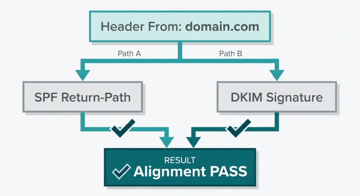 DMARC Alignment Check: Header From Matches Authenticated Domain