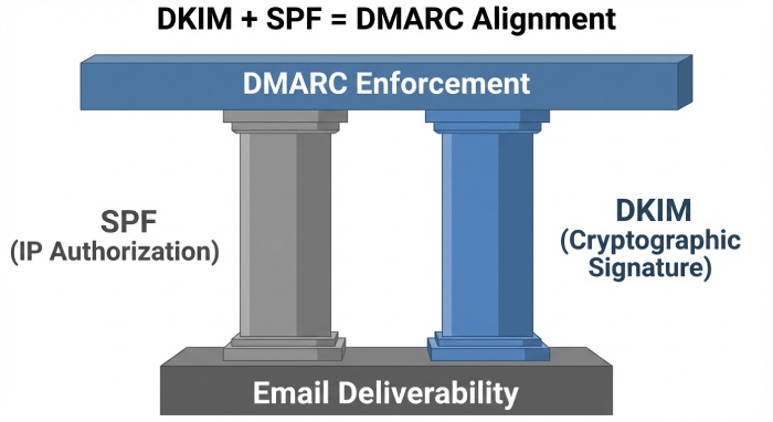 DKIM + SPF = DMARC Alignmen